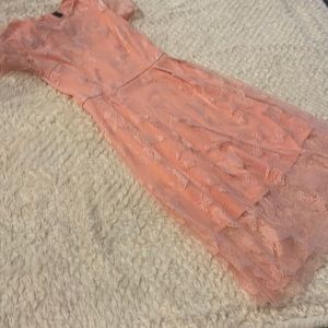 SHEIN laced pink butterfly dress
